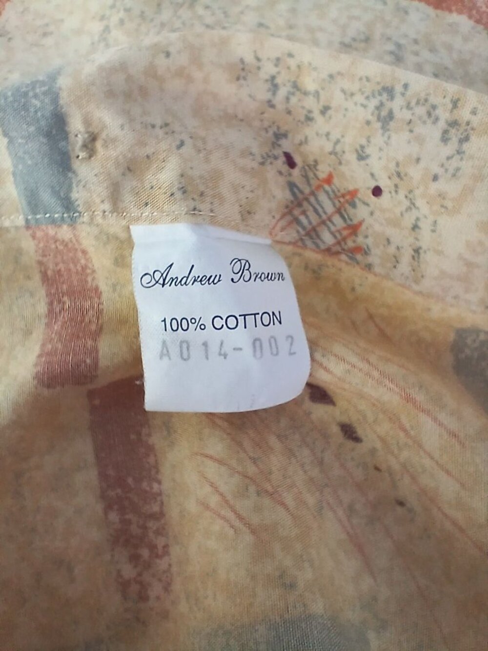 Vintage Andrew Brown Mens Short Sleeve Button Shirt Abstract Print Size L Logo - Picture 6 of 15